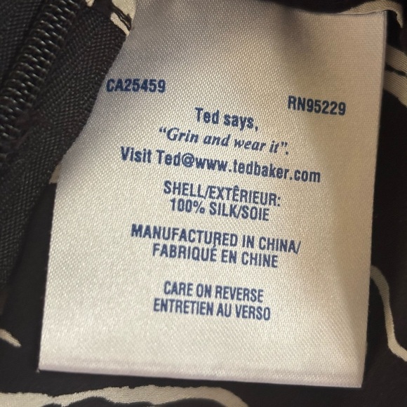 Ted Baker Black and White Abstract Silk Zipper Sleeveless Blouse - Picture 3 of 7